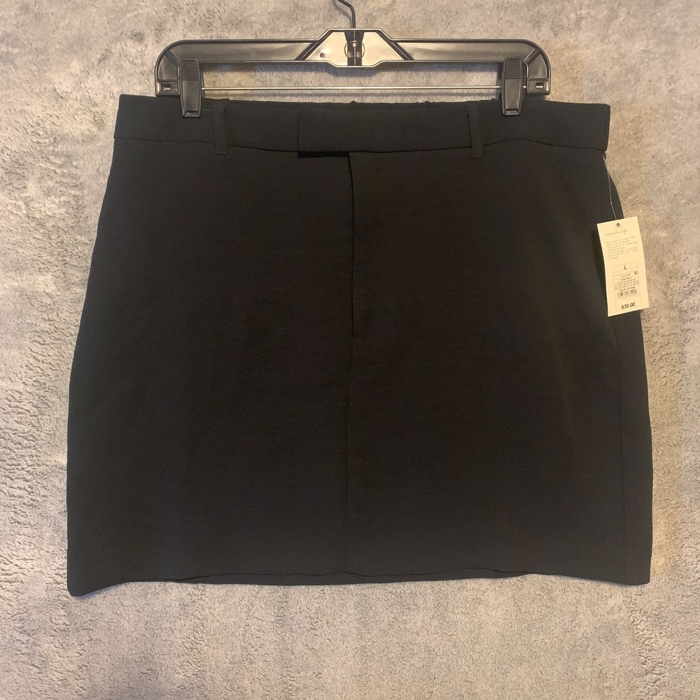 A New Day Womens L Black Vest Mini Skirt Set 2 Piece Scoop Neck Button Front NWT - Picture 2 of 14